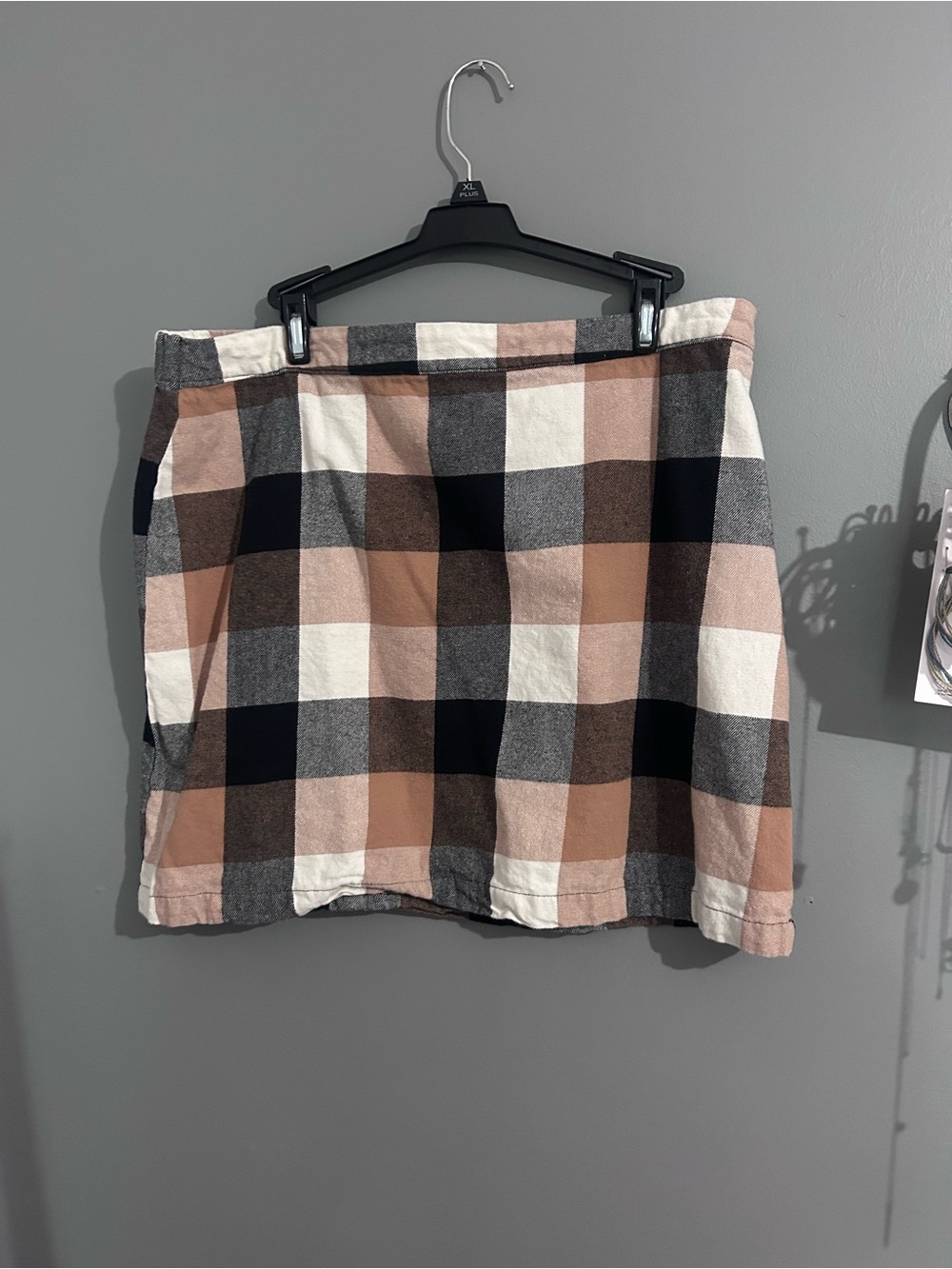 Checked Mini Skirt in Black, Cream & Brown